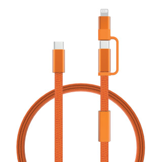 Rýchlonabíjací kábel Arc 2v1 60W 120 cm, oranžový