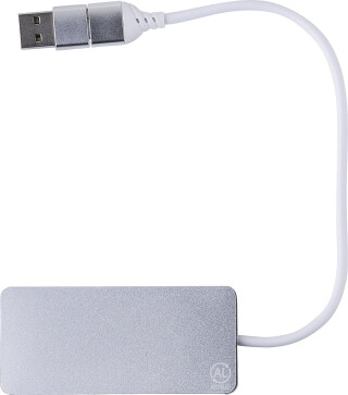 Hliníkový USB hub, stříbrný
