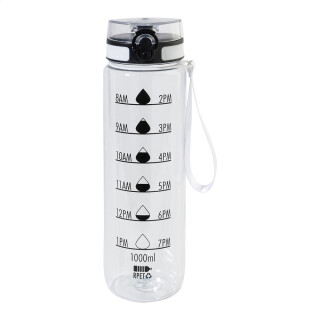 Rpet motivačná fľaša na vodu, priehľadná, 1000 ml