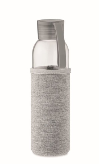 Láhev na pití z recyklovaného skla, neoprenový rukáv, 500ml, šedá