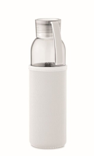 Láhev na pití z recyklovaného skla, neoprenový rukáv, 500ml, béžová