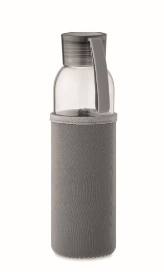 Láhev na pití z recyklovaného skla, neoprenový rukáv, 500ml, tmavě šedá