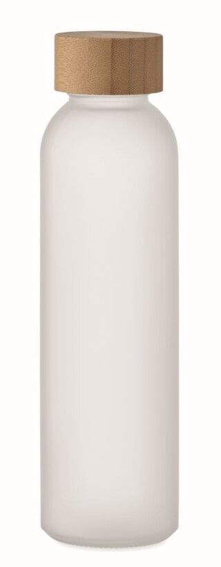 Skleněná láhev na pití, 500ml, matný povrch, transparentní bílá