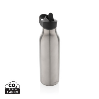 Termo láhev na pití s brčkem, 500ml, stříbrná