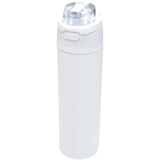 Biela jednovrstvová fľaša na vodu z recyklovanej nerezovej ocele so slamkou, 800 ml