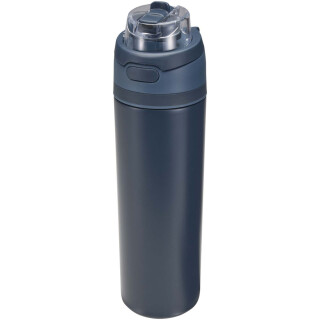 Jednostenná fľaša na vodu z recyklovanej nerezovej ocele so slamkou, 800 ml, námornícka modrá