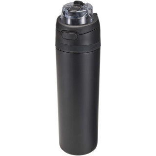 Jednostenná fľaša na vodu z recyklovanej nerezovej ocele so slamkou, 800 ml, čierna