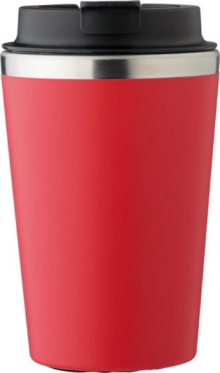 MARON Cestovní hrnek z nerezové oceli a PP, 350 ml, červená