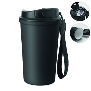 Termohrnček z recyklovanej ocele, 400 ml, čierna