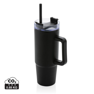 Termohrnek s brčkem na pití, 750 ml, černý