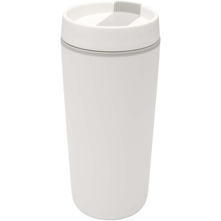 Biely plastový hrnček Sedona 480 ml s dvojitou stenou a skrutkovacím viečkom