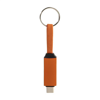 Prívesok na kľúče s USB-C káblom 60W, oranžový