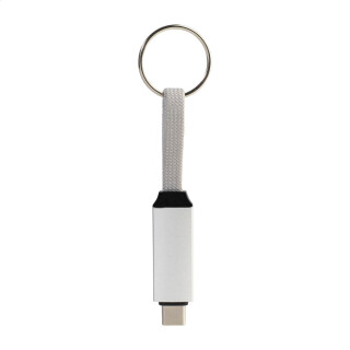Prívesok na kľúče s USB-C káblom 60W, strieborný