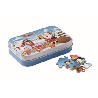 Puclíky Vianočné puzzle v plechovej krabičke - 60 dielikov