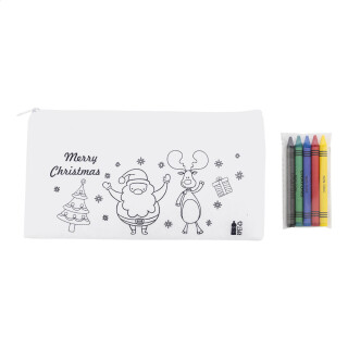 Vianočné púzdro na pastelky na vyfarbenie, biele