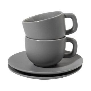 VANLION Sada 2 šálků a podšálků na cappuccino, šedá