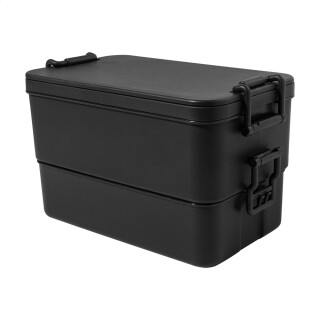 Stohovateľný obedový box s príborom, čierna farba