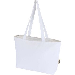 Nákupná taška Ningbo 320 g/m2 na zips, biela