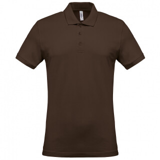 Pánské polotriko KARIBAN SHORT-SLEEVED PIQUÉ POLO SHIRT, tmavě hnědá, XL