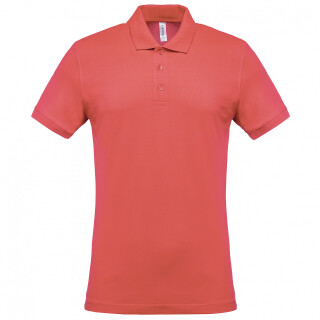 Pánské polotriko KARIBAN SHORT-SLEEVED PIQUÉ POLO SHIRT, korálově červená, L