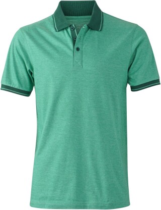 Pánska polokošeľa James Nicholson Polo Melange Men, zelená, veľkosť M