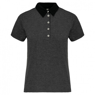 Dámské polotriko KARIBAN TWO-TONE JERSEY POLO SHIRT, tm.šedá/černá, XL