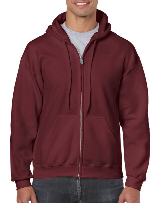 Pánská mikina GILDAN HEAVY BLEND ADULT FULL ZIP HOODED 271g, červenohnědá, M