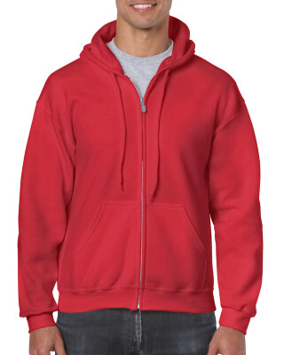 Pánská mikina GILDAN HEAVY BLEND ADULT FULL ZIP HOODED 271g, červená, 5XL