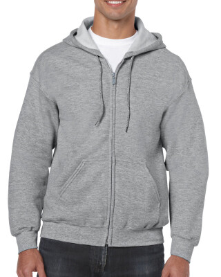 Pánská mikina GILDAN HEAVY BLEND ADULT FULL ZIP HOODED 271g, světle šedý melír, XL