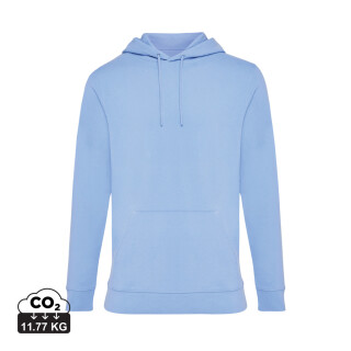 Mikina s kapucí z recyklované bavlny, světle modrá, S