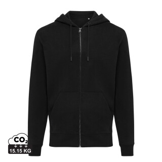 Mikina na zip s kapucí, recyklovaná bavlna, černá, XS