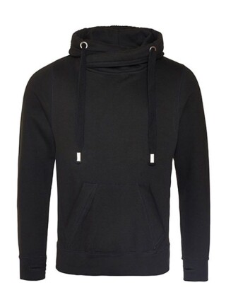Unisex mikina s kapucňou Awdis Cross Neck Hoodie - čierna, veľkosť M