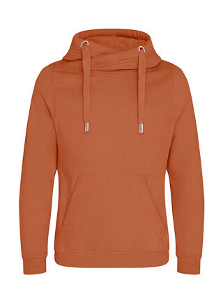 Unisex mikina s kapucňou Awdis Cross Neck Hoodie, tmavooranžová, veľkosť S