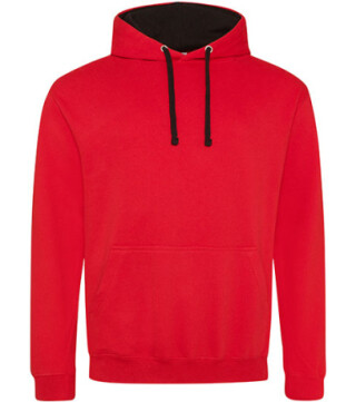 Unisex mikina s kapucí AWDIS VARSITY HOODIE, červená/černá, velikost XS