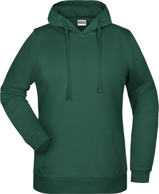 Dámská mikina s kapucí James Nicholson sweat hoodie women, tmavě zelená, vel. XS