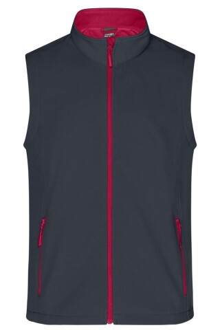 Pánská vesta James & Nicholson Promo softshell, tmavě šedá/červená, velikost S