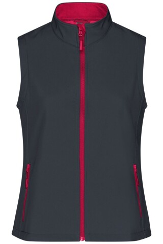 Dámská vesta James & Nicholson Promo softshell, tmavě šedá/červená, velikost S