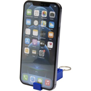 Bambusový stojan na telefon s antistresovou hračkou z recyklovaného plastu, královská modrá