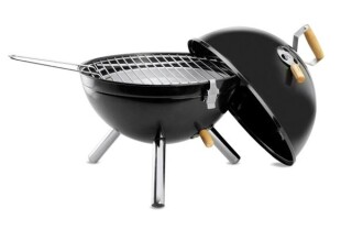 Barbecue gril s poklopem, černá