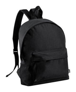 Batoh z RPET, přední kapsa na zip, černý