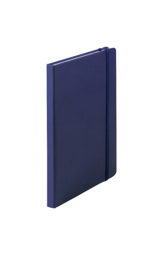 Blok s deskami z PU kůže, se 100 linkovanými listy a gumičkou, tmavě modrý