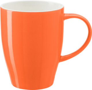 BONE Porcelánový hrnek s bílým vnitřkem, objem 350 ml, oranžový