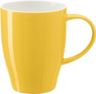 BONE Porcelánový hrnek s bílým vnitřkem, objem 350 ml, žlutý