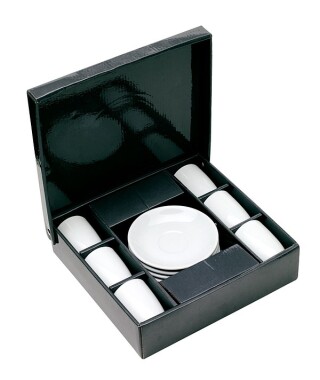 CAFETO Sada 6 šálků a podšálků na espreso v dárkové krabičce