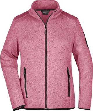 Dámská fleecová bunda James Nicholson knit fleece jacket women, růžová/bílá, vel. M
