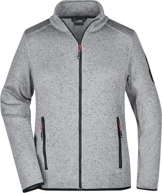Dámská fleecová bunda James Nicholson knit fleece jacket women, šedá/červená, vel. XL