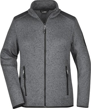 Dámská fleecová bunda James Nicholson knit fleece jacket women, tmavě šedá/stříbrná, vel. M