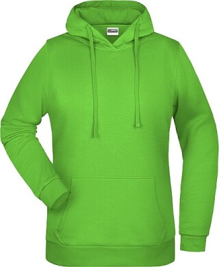 Dámská mikina s kapucí James Nicholson sweat hoodie women, jasně zelená, vel. S