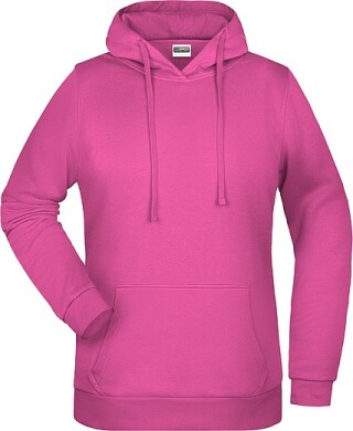 Dámská mikina s kapucí James Nicholson sweat hoodie women, růžová, vel. XL
