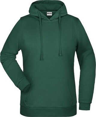Dámská mikina s kapucí James Nicholson sweat hoodie women, tmavě zelená, vel. XL